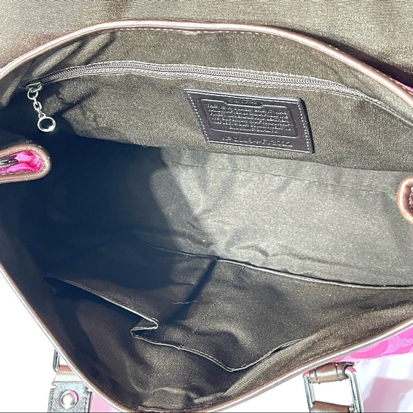 Coach Pink Signature C Canvas Leather Footed Shoulder Bag Handbag - Picture 10 of 14